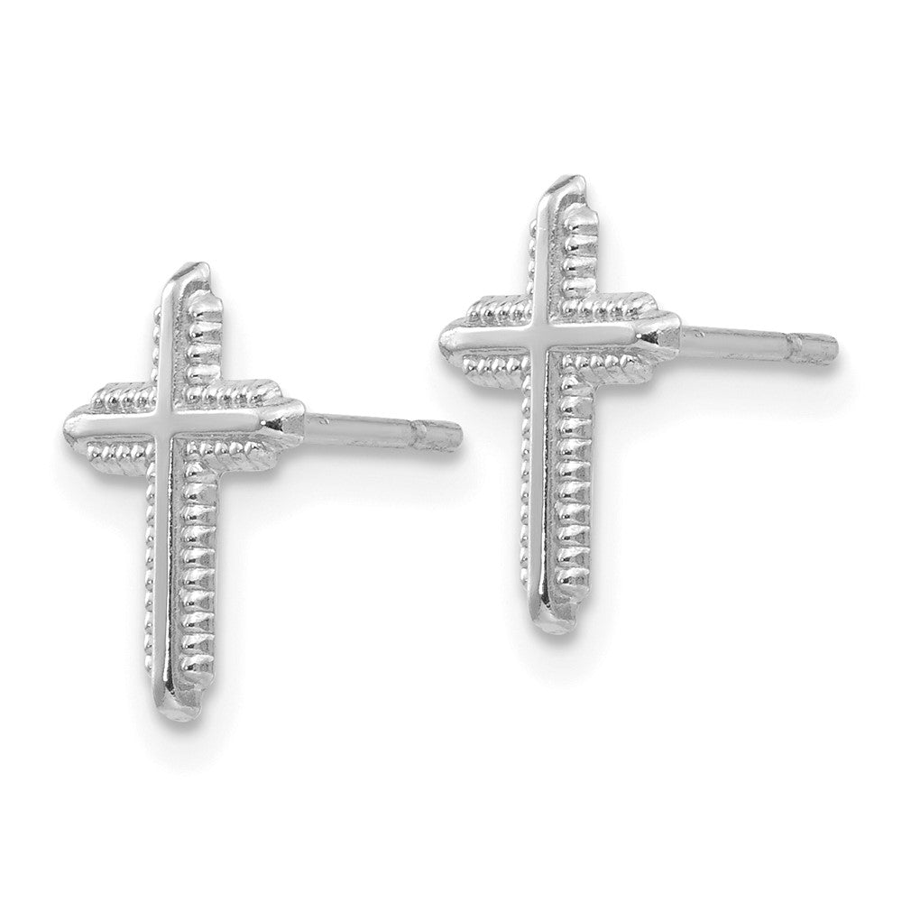 GE 14K White Gold Polished Cross Post Earrings