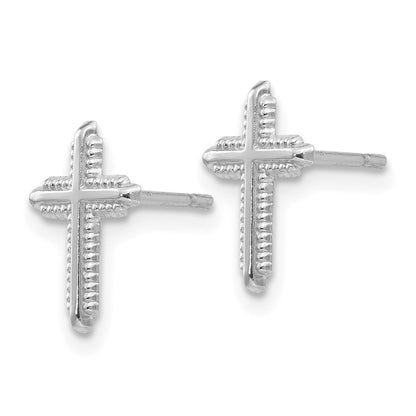 GE 14K White Gold Polished Cross Post Earrings