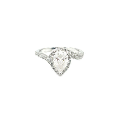 Pear Accented Ring 2CT | Rhodium Plated Sterling Silver | Moissanite | Through Thick & Thin